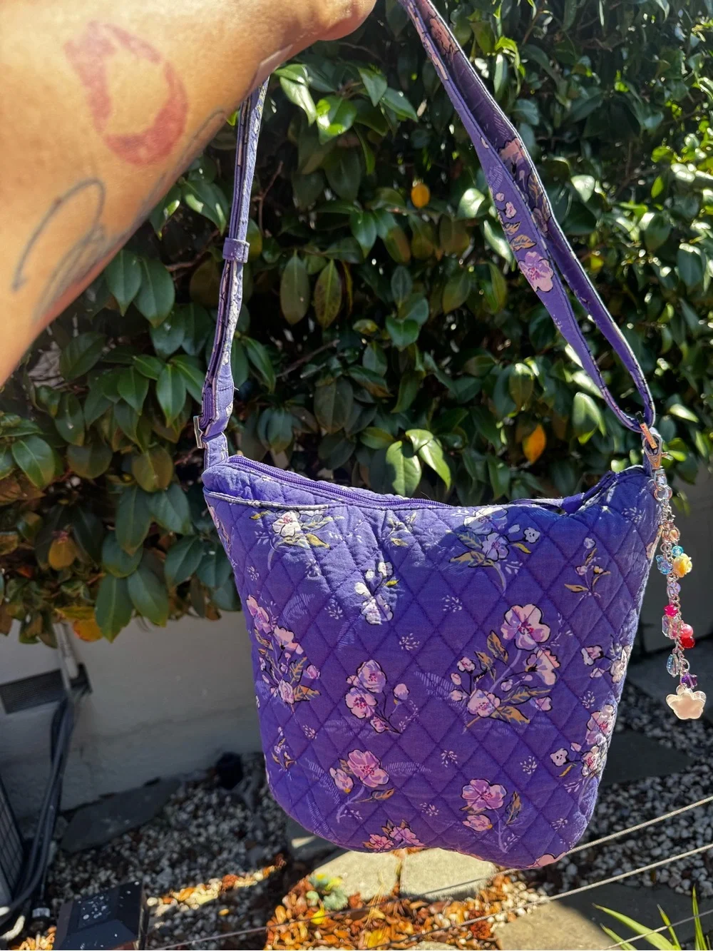 Vera Bradley Quilted Floral Shoulder Bag in Purple